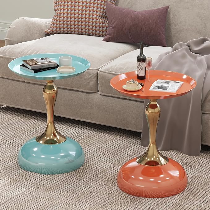 2-Pack Light Green Sleek Hourglass Side Table - Image 7