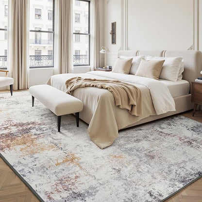 Rugflix 8x10 Area Rugs for Living Room, Washable Beige Grey Large Rug | Machine - Image 2
