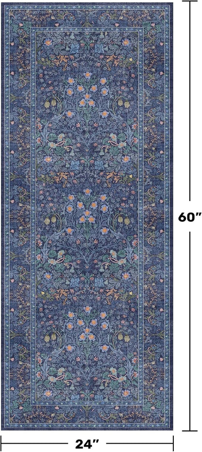 Non Slip Dark Blue 2x5 Runner Rug - Image 2