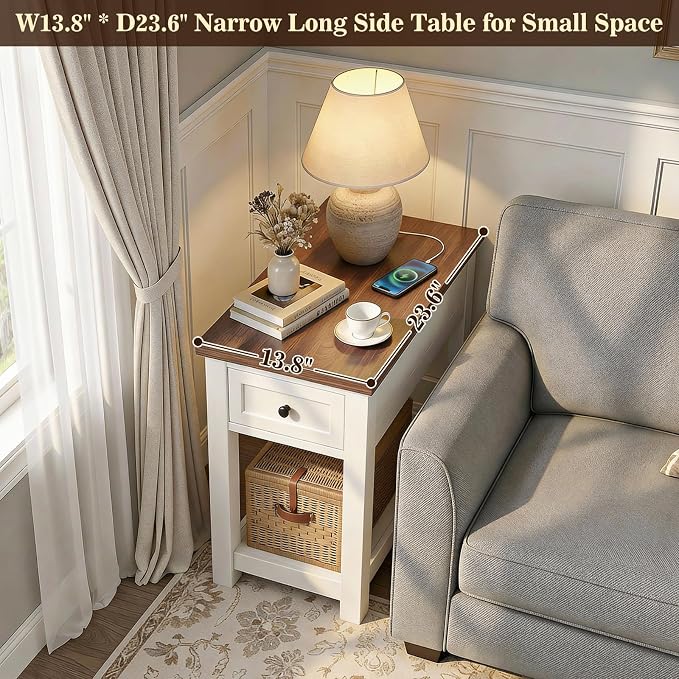 Narrow End Table with Charging Station - Image 5