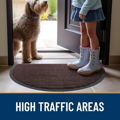 OLANLY Half Circle Front Door Mat 47x32, Waterproof Heavy-Duty Doormat | Brown - Image 7