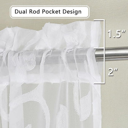 Furman White Sheer Curtains 54 Inch Length 2 Panels Set - Image 7