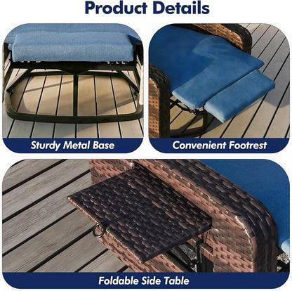 ZZW Outdoor Recliner Chair, Wicker Patio Recliners - Image 7