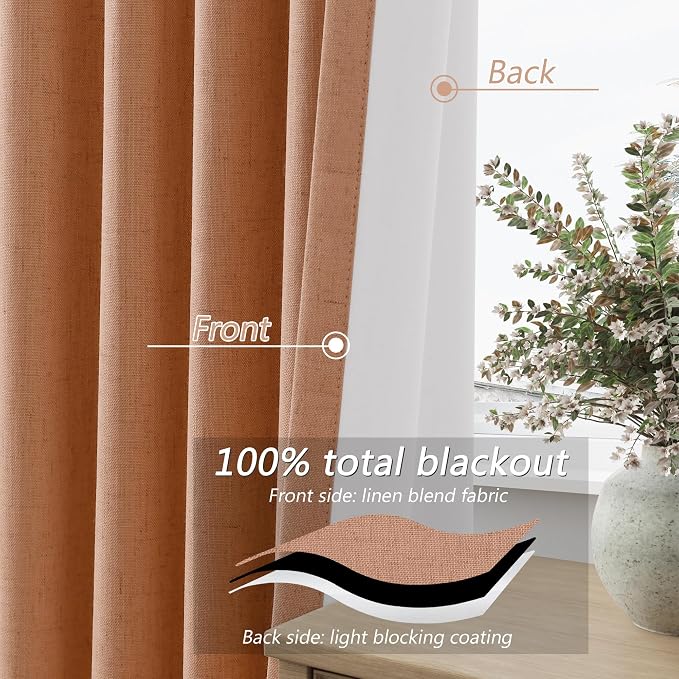 100% Blackout Curtains 90 Inch Length 2 Panels Set - Image 4