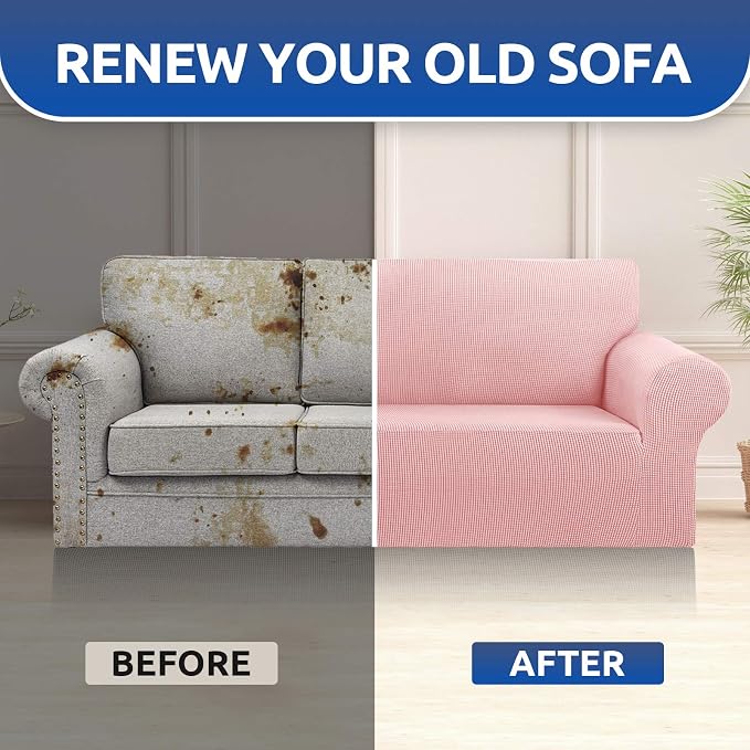 Stretch Oversized Couch Covers for Sofa Slipcover, Dusty Pink | 1-Piece - Image 7