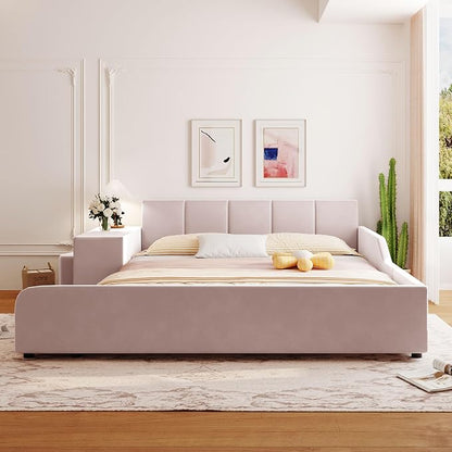 SOFTSEA Queen Upholstered Grounded Bed, Mother & Child Platform Bed - Image 3