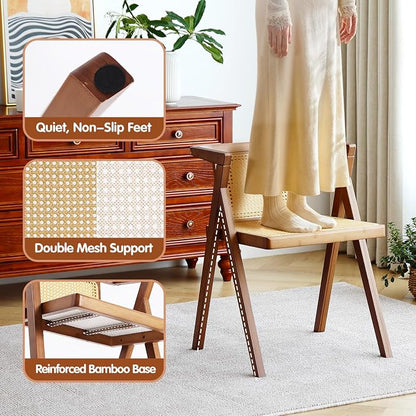 Furlide Rattan Dining Chairs Set of 2, Mid-Century Accent Armchair, Wicker Chair - Image 7