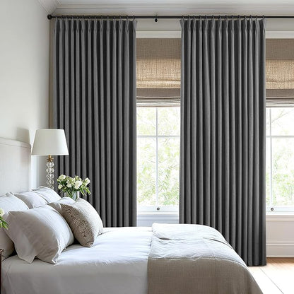 Pinch Pleated Linen Curtains 100% Blackout 63 Inches Long - Image 8