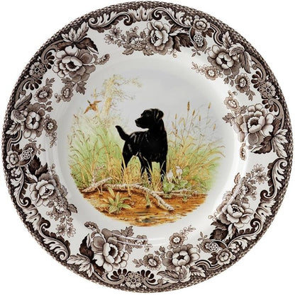 Spode Woodland 10.5 Inch Dinner Plate, Black Labrador - Fine Earthenware, 10.5 Inch Hunting Wildlife Dog Lover Tableware, Dishwasher & Microwave Safe - Made in England, Warm Oven Use