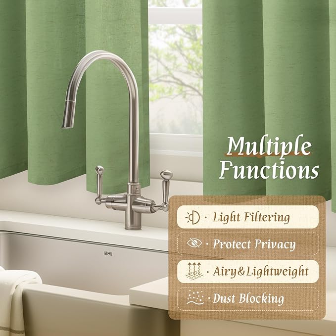 Light Filtering 48 Inch Linen Curtains - Image 9