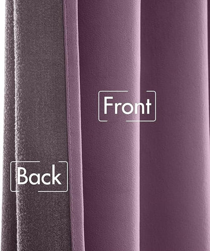 MIULEE Lavender Velvet Curtains 52x84 inches Luxury Blackout Curtains | Thermal - Image 6