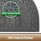 Mibao Door Mat Outdoor Indoor, 23.5" x 35.5", Half Round Door Mats, Non-Slip Front Door Mats Outdoor, Dirt Trapper Welcome Mats for Front Door, Back Door, Shoe Scraper, Grey