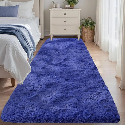 2x6 Royal Blue Fluffy Soft Runner Rug Non-Slip by ModernHomeDecor