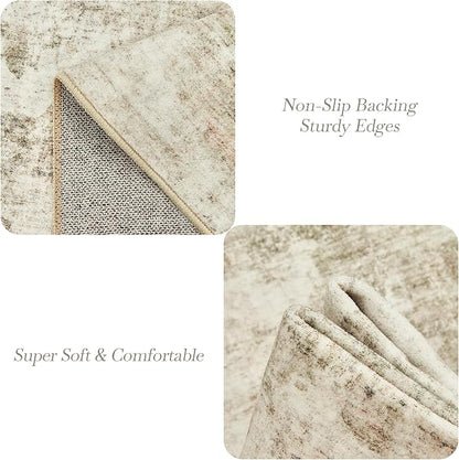 Soalmost 10x14 Area Rugs for Living Room Washable Rug Abstract Beige/Gray | - Image 6