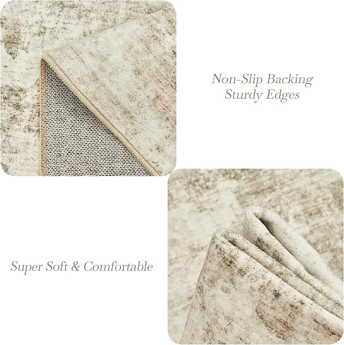 Soalmost 9x12 Area Rugs for Living Room Washable Rug Abstract Beige/Gray | - Image 6