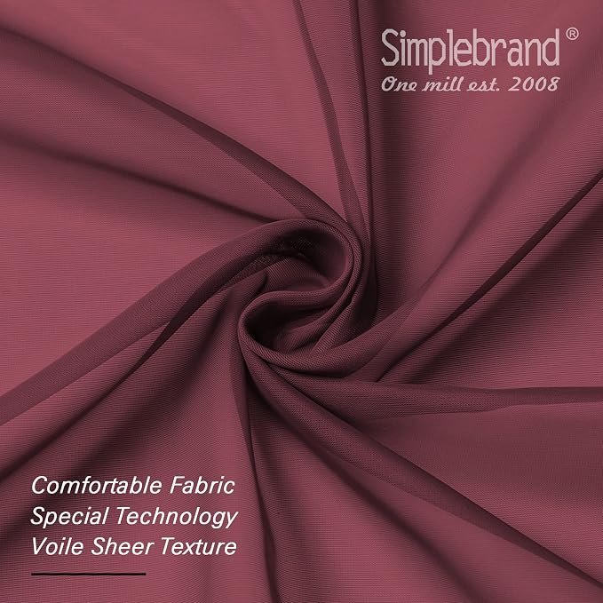 Simplebrand Red Sheer Curtains 63 Inch Length 2 Panels, Rod Pocket Solid Color - Image 7