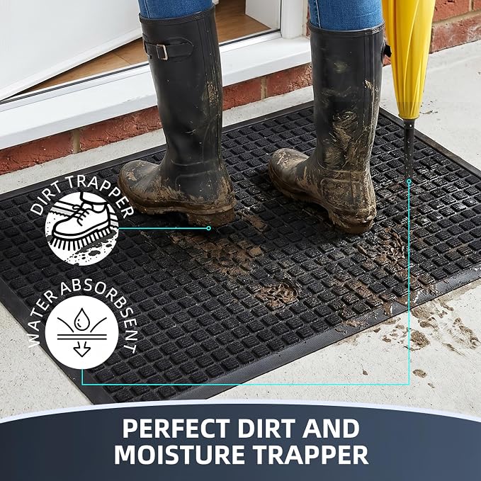 Front Door Mat Outside Entrance, Heavy Duty Waterproof Doormat | 35.5"x24" - Image 2