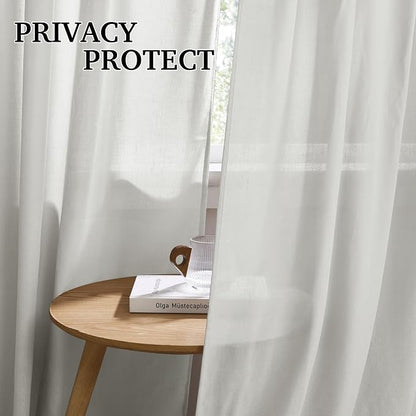RYB HOME Sheer Curtains 108 inches, Extra Long Floor to Ceiling Curtains | - Image 3