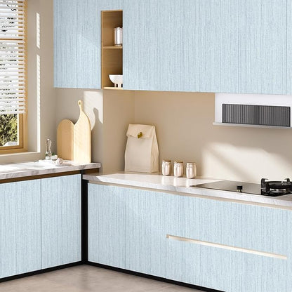 Light Blue Textured Grasscloth Peel and Stick Wallpaper, Waterproof Removable - Image 7