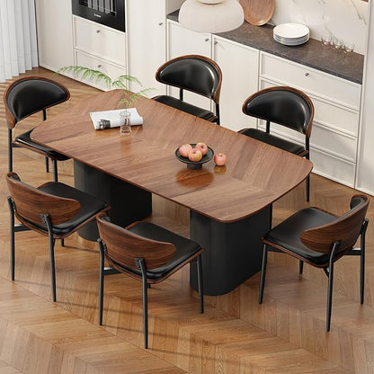 REONEY Dining Chairs Set of 2, Mid-Century Modern Upholstered PU Leather Chairs - Image 9