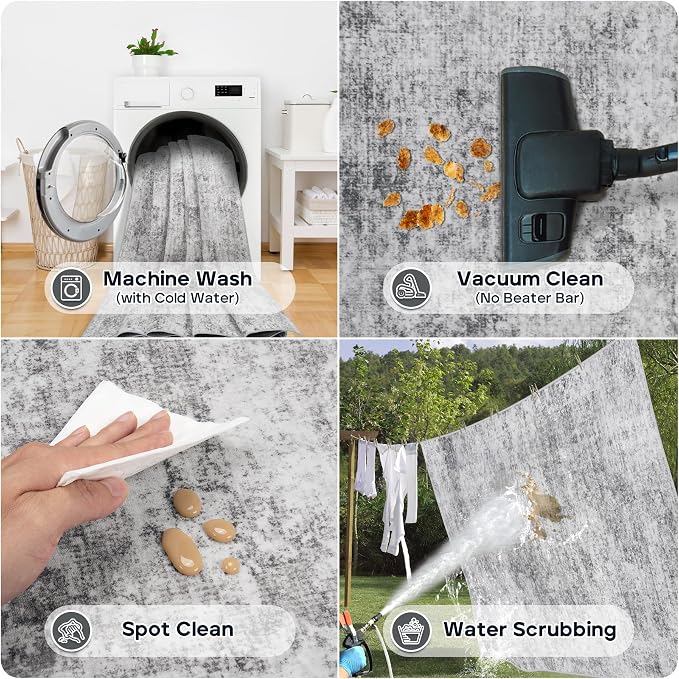 Aelenmu 6x9 Area Rugs for Living Room Bedroom Dining Room Washable Grey | Soft - Image 5