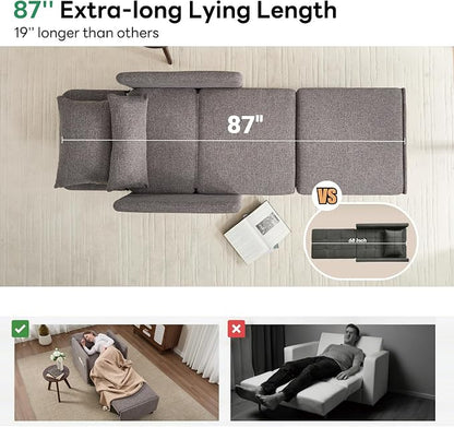 Iroomy 5-Level Adjustable Convertible Sleeper Chair, 3-in-1 Pull Out Sofa Bed - Image 4