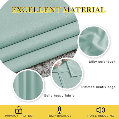 NICETOWN Aqua Blue Bedroom Curtains 72 inches Long, Grommet Blackout Thermal - Image 3