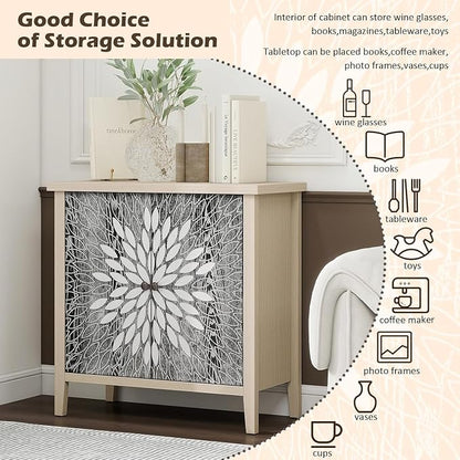 31" Modern Accent Cabinet with Storage, Storage Cabinet with 2 Carved Pattern - Image 3