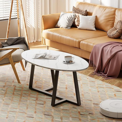 Wolawu Coffee Table Small Oval Table, Modern Center Tea Tables - Image 4