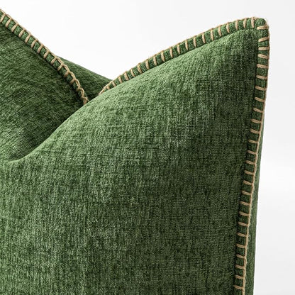 MIULEE Decorative Euro Sham Pillow Covers 24x24 Inch Forest Green 2 Pack | - Image 2
