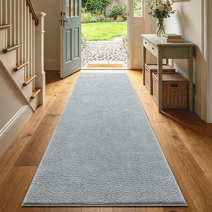 2x6 Light Grey Solid Runner Rug Washable Non-Slip - Image 2