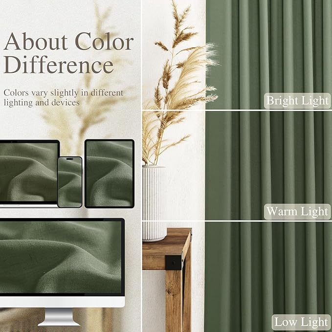 Linen Curtains 40 Inch Length 2 Panels - Image 3