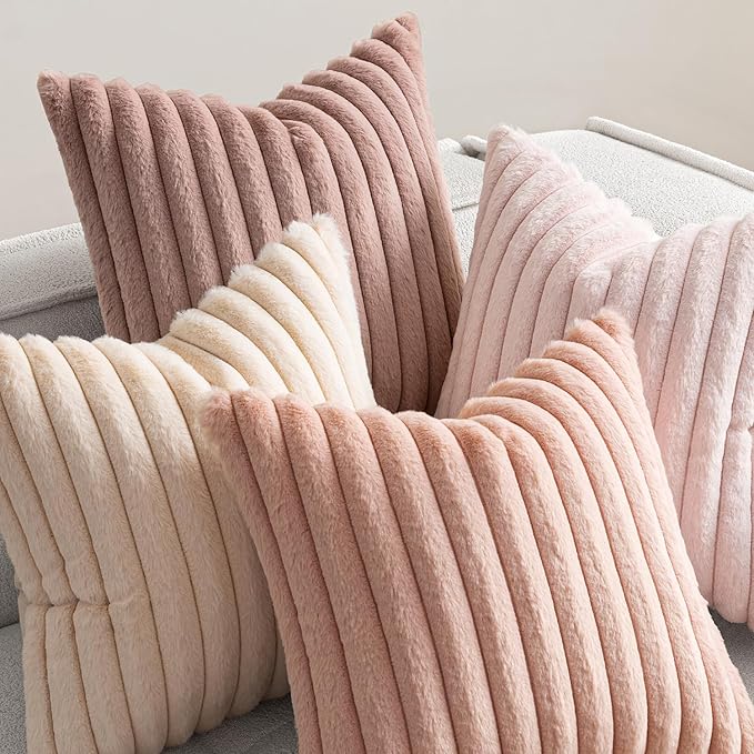 MIULEE Faux Fur Plush Decorative Throw Pillow Covers 20x20, Soft Cute Romantic - Image 5