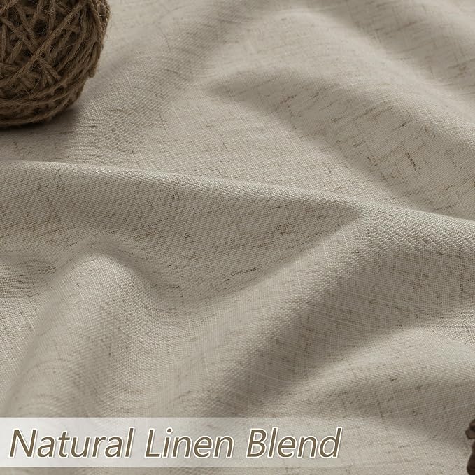 100% Blackout Linen Curtains for Bedroom 84 inches Long, Thermal Insulated Room - Image 3