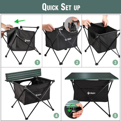 VILLEY Portable Camping Side Table, Ultralight Aluminum Folding Beach Table - Image 6