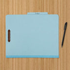 Amazon Basics Classification Folder- 100% Recycled, 1 Divider, 2" Embedded, 10 Count per Box, 12.20 x 10.61 inch (Letter), Light Blue