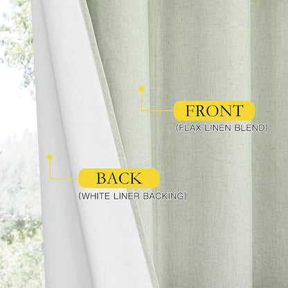 NICETOWN 100% Blackout Light Green Linen Curtains 90" Length - Image 6