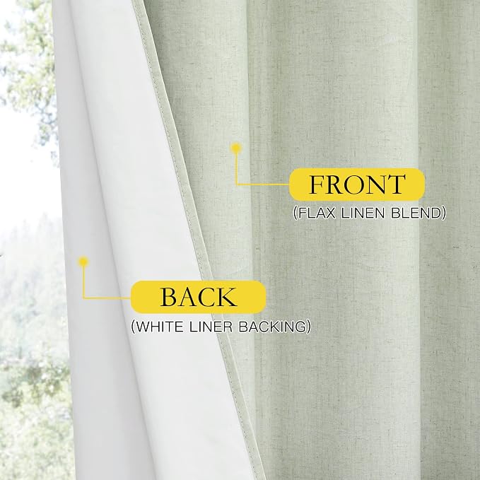 NICETOWN Sage Green Kitchen Linen Completely Shaded Draperies, 2 Pieces - Image 6