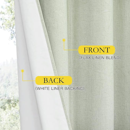 NICETOWN Sage Green High-End Thermal Flax Linen Curtains, Full Blackout Privacy - Image 5