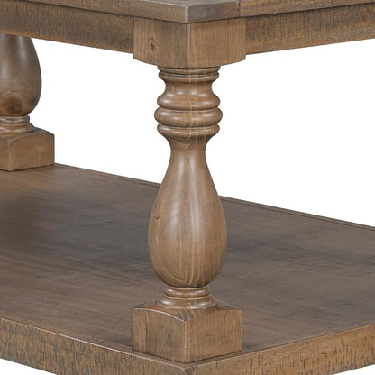 Merax Vintage Coffee Table Featuring Artistic Vase Column Legs and Luxurious - Image 4