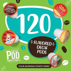 Coffee Pod Variety Packs Flavored Decaf Sampler, Assorted, Compatible with 2.0 K-Cup Brewers, Variety Pack, 120 Count (Pack of 1)