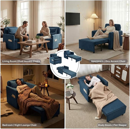 Iroomy 5-Level Adjustable Convertible Sleeper Chair Set of 2, 3-in-1 87'' Long - Image 6
