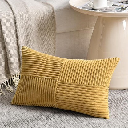 Fancy Homi 2 Packs Mustard Yellow Lumbar Decorative Throw Pillow Covers 16x28 - Image 2