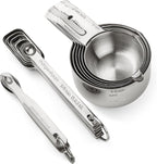 Heavy-Duty 304 Stainless Steel Measuring Cup Set (18-Piece) - Stackable, Dual Metric/US, Long & Narrow Spoons for Spice Jars + 5 Mini Spoons