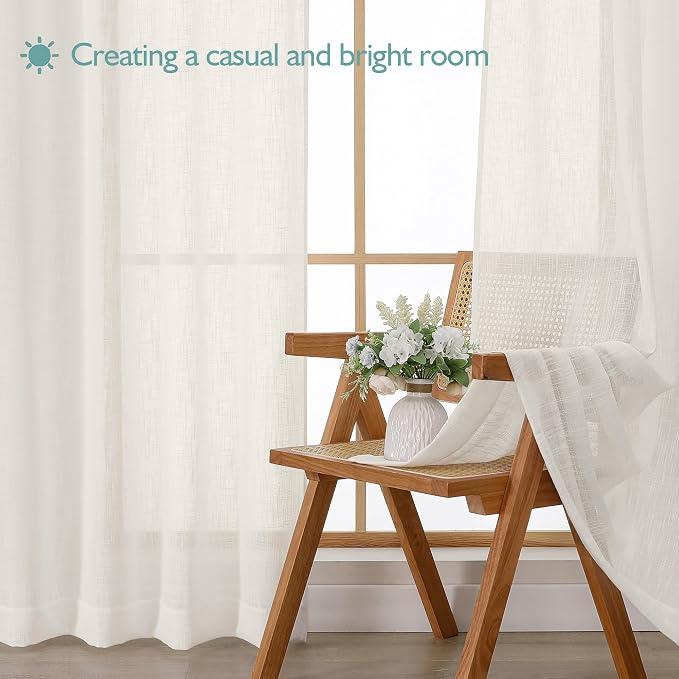 Chyhomenyc Extra Long Ivory Semi Sheer Curtains 120 Inches Long 2 Panels Set - Image 7