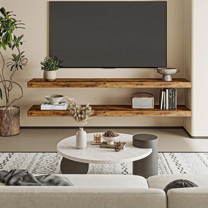 Fixwal Wood Floating Shelves for Wall, 47.2" Long Heavy Duty Wall Mounted - Image 2