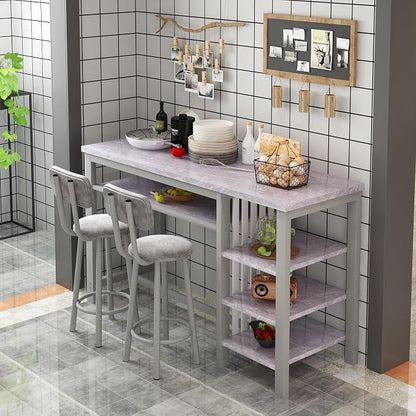 AWQM 3-Piece Bar Table and Chairs Set, Modern Glay Table - Image 4
