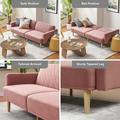 mopio 76.4" Futon Sofa Bed, Sleeper Sofa, Mid Century Modern Futon Couch - Image 6