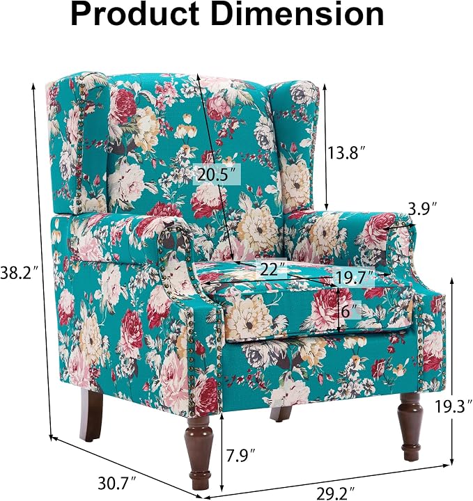 Pia Ricco High Back Floral Accent Chair - Image 2