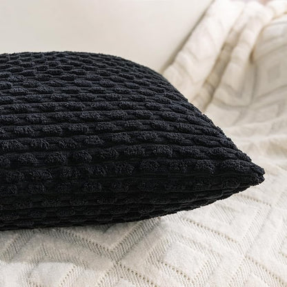 Set of 4 Black Decorative Throw Pillow Covers 12x20 Inch Corduroy Pillow Covers - Image 6